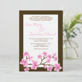 Elegant Pink Lily Wedding Invitation 5x7 Linen Kaart (Staand voorkant)