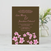 Elegant Pink Lily Wedding Invitation 5x7 Linen Kaart (Staand voorkant)