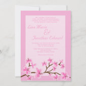 Elegant Pink Lily Wedding Invitation 5x7 Linen Kaart (Voorkant)
