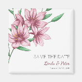 Elegant Pink Lily Wedding Save the Date Magneet (Voorkant)
