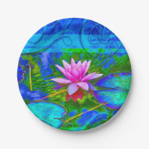 Elegant Pink Lotus Blossom of Lily Yoga Blue