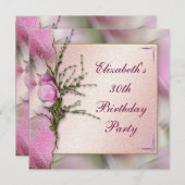 Elegant Pink Magnolia Birthday Party Kaart (Voorkant / Achterkant)