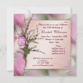 Elegant Pink Magnolia Birthday Party Kaart (Achterkant)