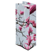 Elegant Pink Magnolia Blossom Peaceful Hanami Wijn Cadeautas (Achterkant Gekanteld)