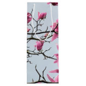 Elegant Pink Magnolia Blossom Peaceful Hanami Wijn Cadeautas (Achterkant)