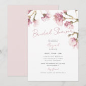 Elegant Pink Magnolia Floral Vrijgezellenfeest Kaart (Voorkant / Achterkant)