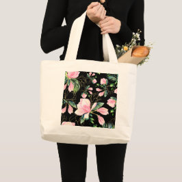 Elegant Pink Magnolia Pattern Waterverf Grote Tote Bag