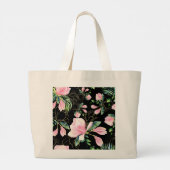 Elegant Pink Magnolia Pattern Waterverf Grote Tote Bag (Achterkant)