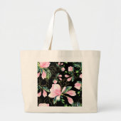 Elegant Pink Magnolia Pattern Waterverf Grote Tote Bag (Voorkant)