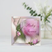 Elegant Pink Magnolia Sparkle Baby shower Kaart (Staand voorkant)