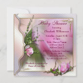 Elegant Pink Magnolia Sparkle Baby shower Kaart (Achterkant)
