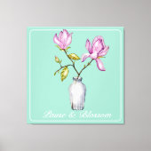 Elegant Pink Magnolia Watercolor Canvas Afdruk (Voorkant)