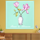Elegant Pink Magnolia Watercolor Canvas Afdruk (Insitu (Woonkamer))