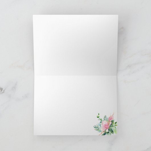 Elegant Pink Magnolia Waterverf Vrijgezellenfeest Bedankkaart (Binnen)