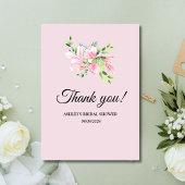 Elegant Pink Magnolia Waterverf Vrijgezellenfeest Bedankkaart