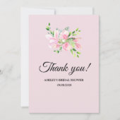 Elegant Pink Magnolia Waterverf Vrijgezellenfeest Bedankkaart (Voorkant)