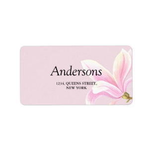 Elegant Pink Magnolia Waterverf Vrijgezellenfeest Etiket