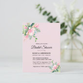 Elegant Pink Magnolia Waterverf Vrijgezellenfeest Feestdagenkaart (Staand voorkant)