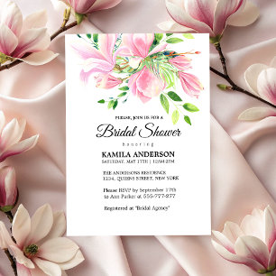 Elegant Pink Magnolia Waterverf Vrijgezellenfeest Kaart