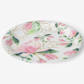 Elegant Pink Magnolia Waterverf Vrijgezellenfeest Papieren Bordje (Gekanteld)