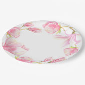 Elegant Pink Magnolia Waterverf Vrijgezellenfeest Papieren Bordje (Gekanteld)