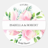 Elegant Pink Magnolia Waterverf Vrijgezellenfeest  Ronde Sticker (Voorkant)