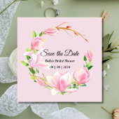 Elegant Pink Magnolia Waterverf Vrijgezellenfeest Save The Date