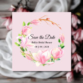 Elegant Pink Magnolia Waterverf Vrijgezellenfeest Save The Date