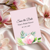 Elegant Pink Magnolia Waterverf Vrijgezellenfeest Save The Date