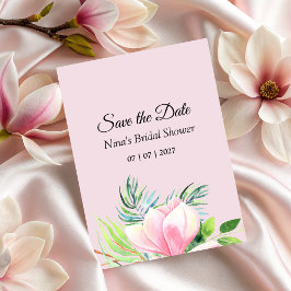 Elegant Pink Magnolia Waterverf Vrijgezellenfeest Save The Date