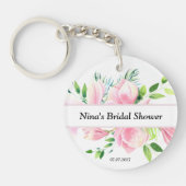 Elegant Pink Magnolia Waterverf Vrijgezellenfeest Sleutelhanger (Voorkant)