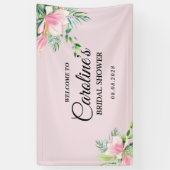 Elegant Pink Magnolia Waterverf Vrijgezellenfeest Spandoek (Verticaal)