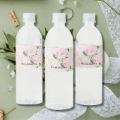 Elegant Pink Magnolia Waterverf Vrijgezellenfeest Waterfles Etiket