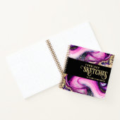 Elegant Pink Marble Gold Glitter Glam Sketch Book Notitieboek (Binnen)