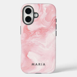 Elegant Pink Marble Personalized iPhone 16 Hoesje