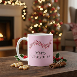 Elegant Pink Merry Christmas Mug – Floral Holiday Koffiemok