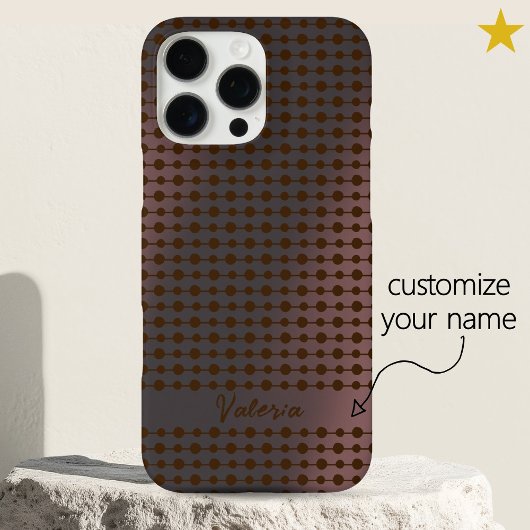 Elegant Pink Metal Dots Line Pattern Custom Name Case-Mate iPhone Case