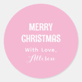 Elegant Pink Minimal Simple Modern Christmas Ronde Sticker (Voorkant)