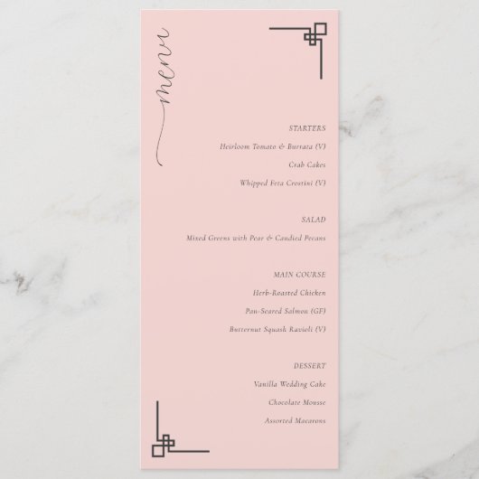 Elegant Pink Minimalist Menu (Voorkant)