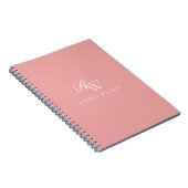 Elegant Pink Minimalist Monogram Notitieboek (Rechterzijde)