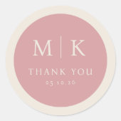 Elegant Pink Minimalist Thank You Ronde Sticker (Voorkant)