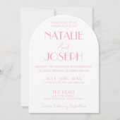Elegant Pink Minimalist Wedding Photo Arched Kaart (Voorkant)