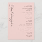 Elegant Pink Minimalist Wedding Schedule Programmakaart (Achterkant)