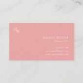 Elegant Pink Modern Monogram Visitekaartje (Achterkant)