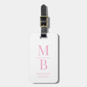 Elegant Pink Monogram Bagagelabel (Voorkant verticaal)