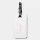 Elegant Pink Monogram Bagagelabel (Achterkant verticaal)