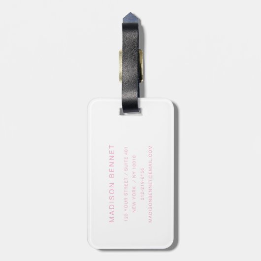 Elegant Pink Monogram Bagagelabel (Achterkant verticaal)