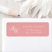 Elegant Pink Monogram Return Address Etiket (Insitu)