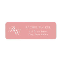 Elegant Pink Monogram Return Address