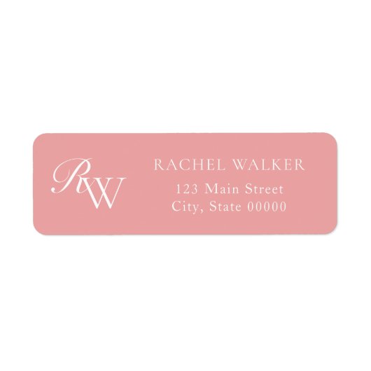 Elegant Pink Monogram Return Address Etiket (Voorkant)